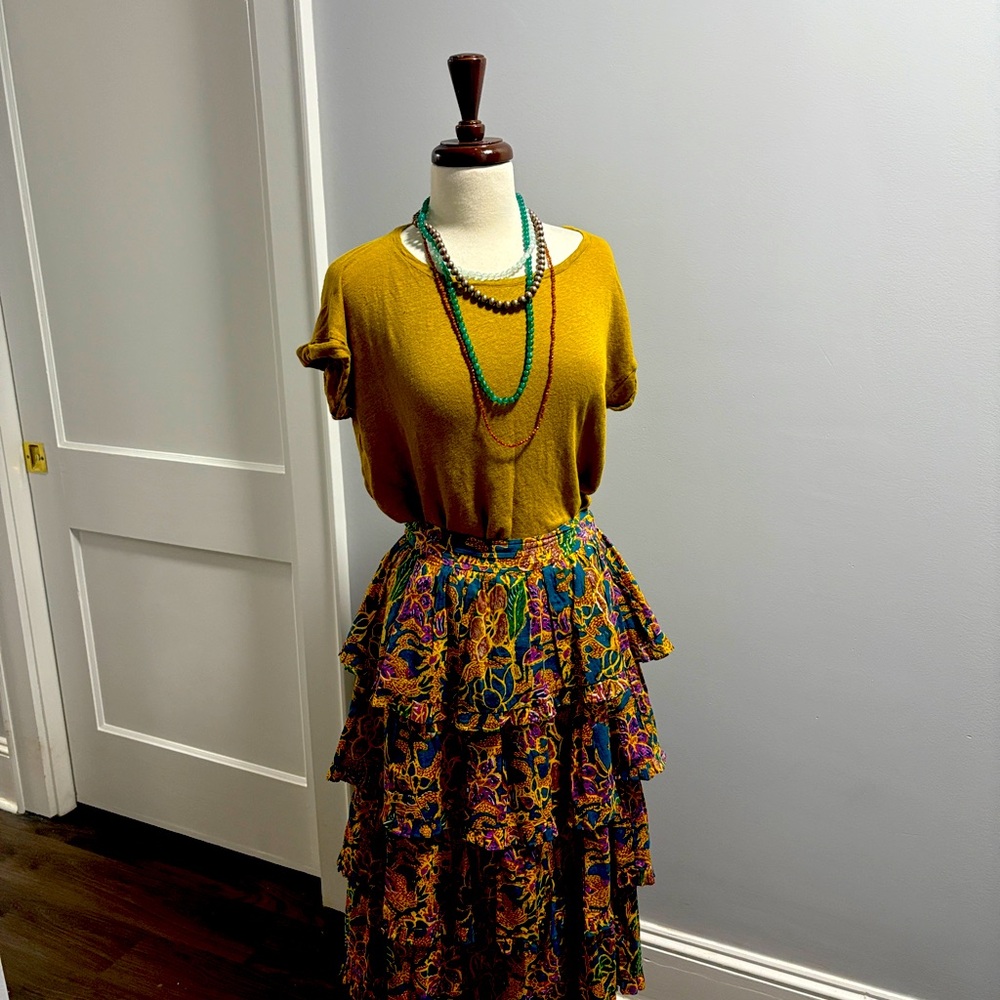 Cleobella Lana Ruffle Tiered Midi Skirt Size Small